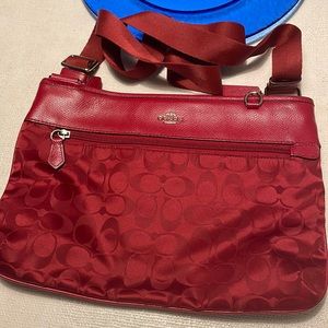 Coach red hot nylon messenger bag.
